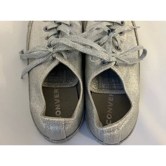 Converse Glitter Low Top Sneakers Shoes Womens Size 10 Silver Y2K - Picture 7 of 12